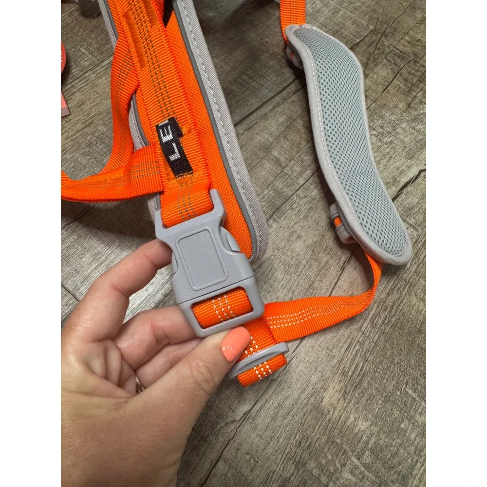 AdventureMore No Pull Dog Harness Orange Large Reflective Adjustable Handle L
